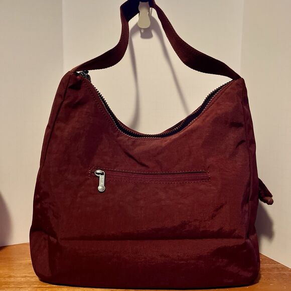 Kipling Isidora Shoulder Bag KI9290 Intense Maroon Monkey Keychain Cognac $109 - Picture 2 of 12